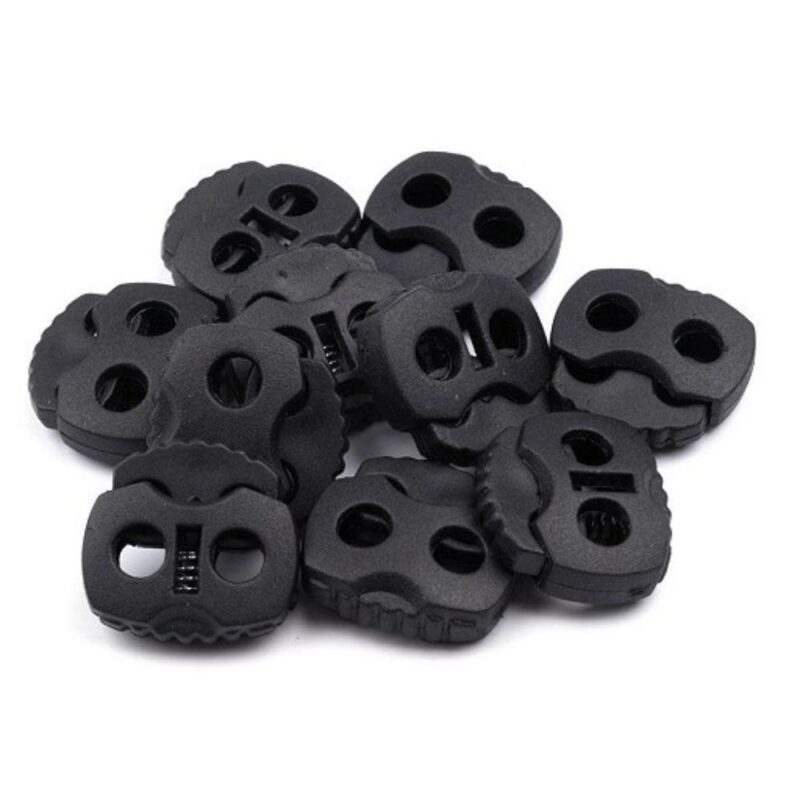 Stopper, kahe auguga, 20x20 mm - must