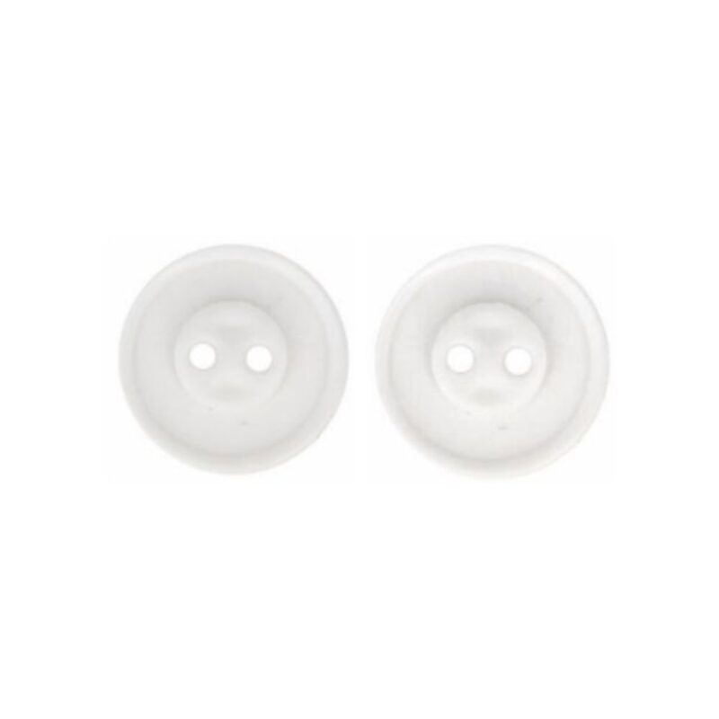 Valge, kahe auguga plastiknööp, 17 mm