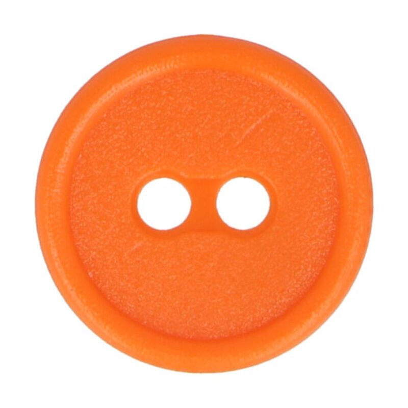 Kahe auguga plastiknööp, 15 mm, oranž