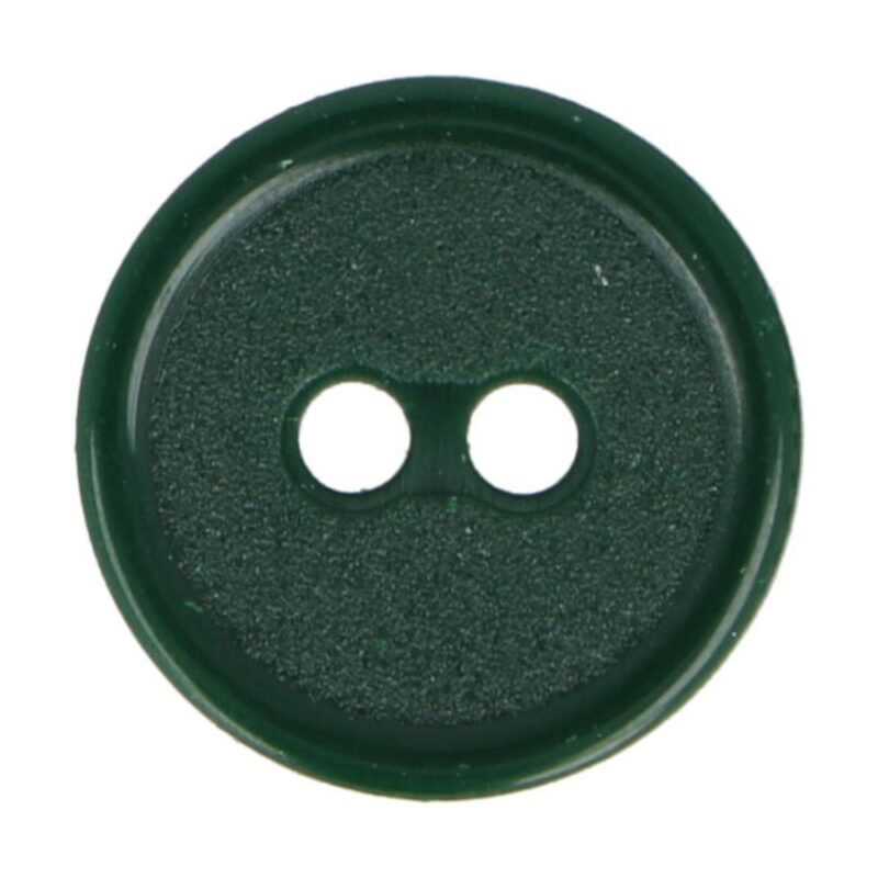 Kahe auguga plastiknööp, 15 mm, tumeroheline