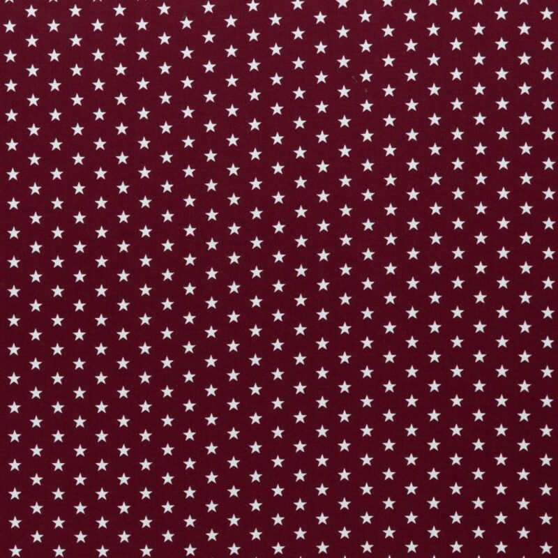 Puuvillapopliin, 1 cm tähekestega, bordoopunane