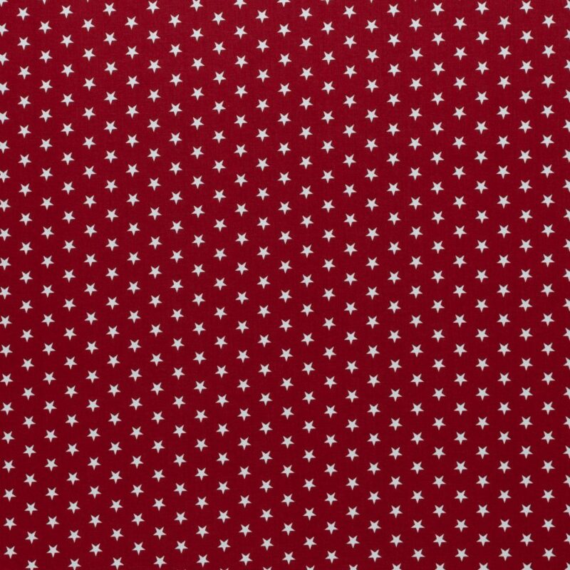 Puuvillapopliin, 1 cm tähekestega, tumepunane