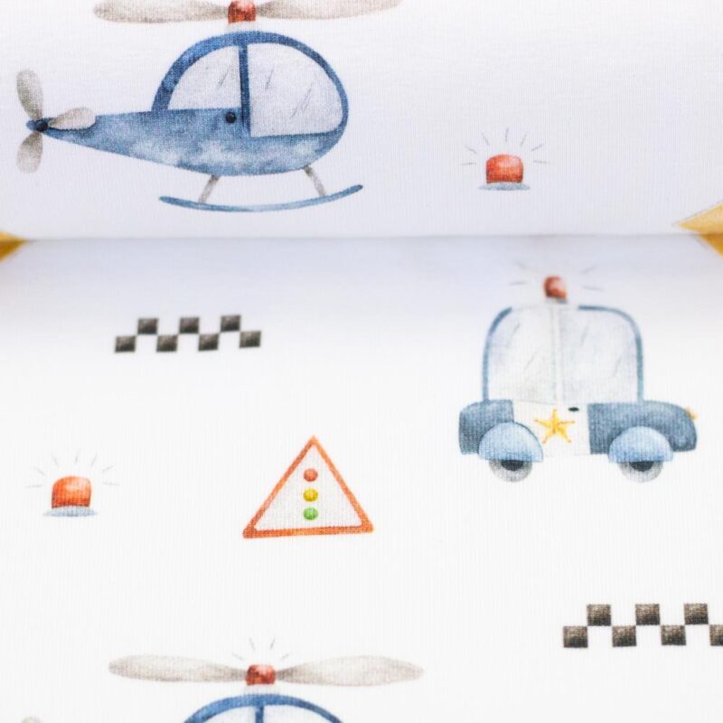 Trikotaaž - helikopterid ja politseiautod, valge - Image 2
