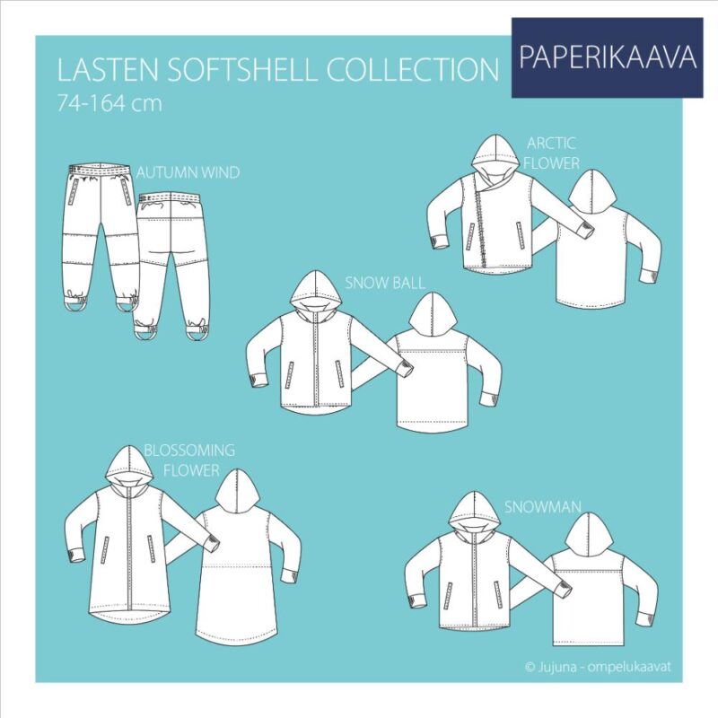 Paberlõige - laste softshell jope, mantel ja püksid, suurus 74-164