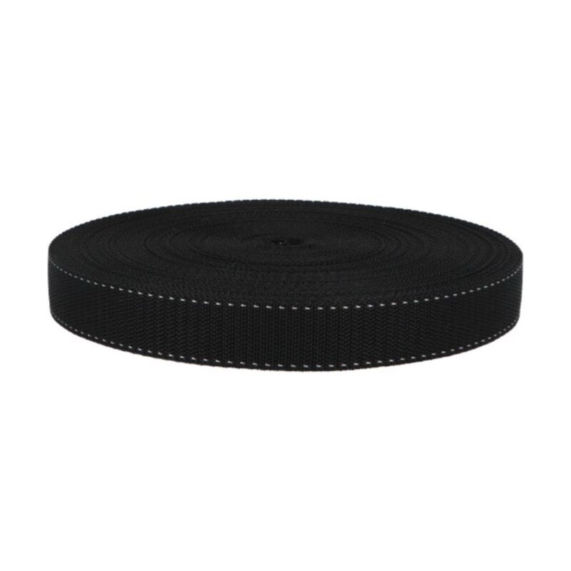 Kotirihma pael, 2,5 cm, must, valge äärega