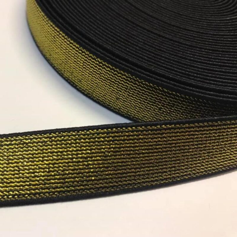 Sädelev kumm, 20 mm, must, kuldse metallikniidiga