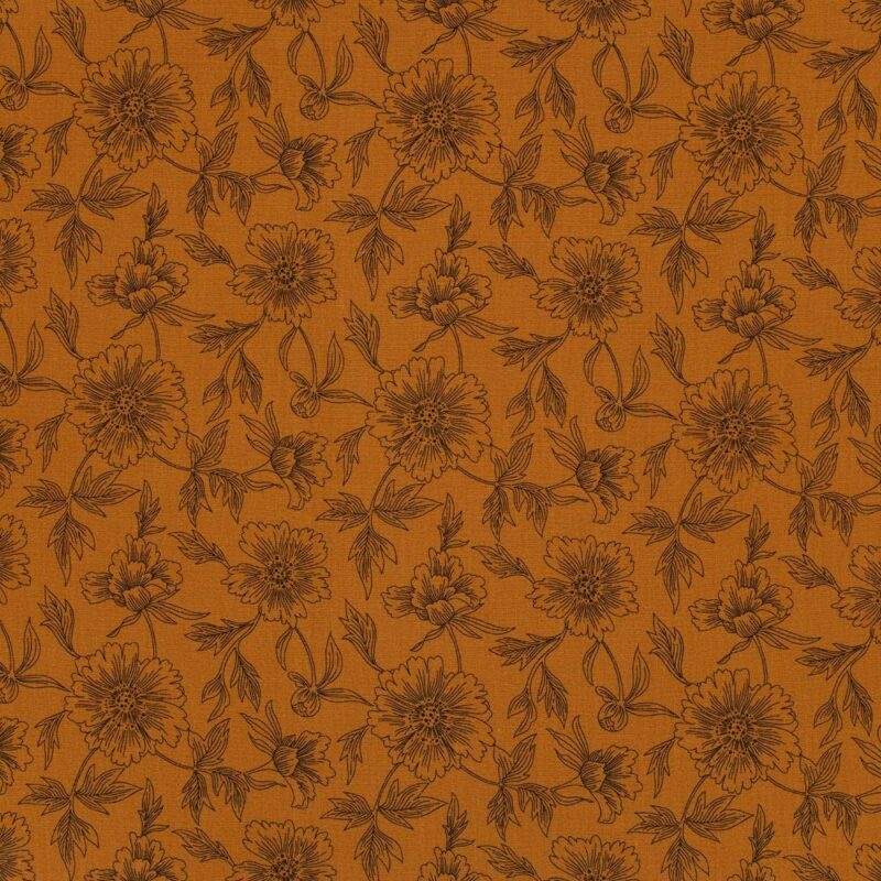 Musliin - lilled karamellipruunil