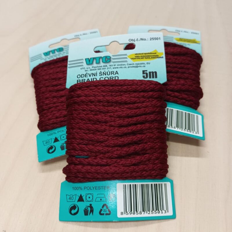 Ümarpael, ø 4 mm, pakis 5 m, bordoopunane